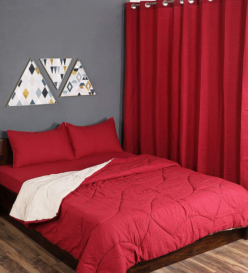 Buy 6 PC COMBO 1 Bedsheet90x100 +2 Pillow covers+ Quilts90x100 +2 Curtain 4x7