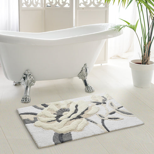 Grey floral bathmat