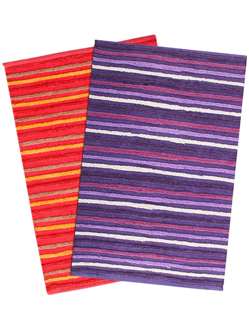 Saral Home Soft Cotton Handloom Made Rugs 50x70 cm Pack of 2 Multi