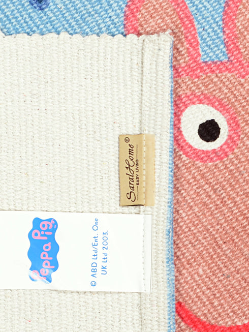 Peppa Pig character printed Multipurpose Cotton Rugs Turquoise 50x70CM