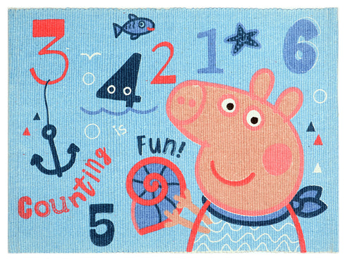 Buy Peppa Pig character printed Multipurpose Cotton Rugs Turquoise 50x70CM