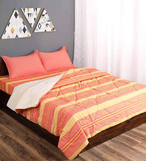 Buy Stylish 1 PC Joy Handmade Cotton Striped Queen Size Quilt (Size-90x100 inch) at affordable price in India