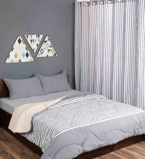 Buy 6 PC COMBO 1 Bedsheet90x100 +2 Pillow covers+ Quilts90x100 +2 Curtain 4x7