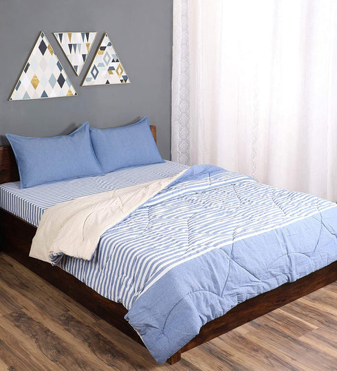 Buy 1 PC All Over Cotton Striped Queen Size Quilt 90