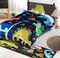 Saral Home Dinosaur Velvet and Cotton AC Quilt with 1 Cushion Blue, 135X210 cm