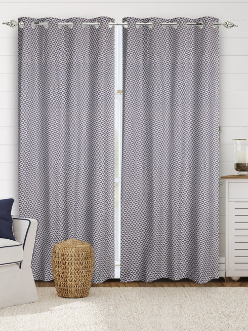 Blue cotton blackout curtains
