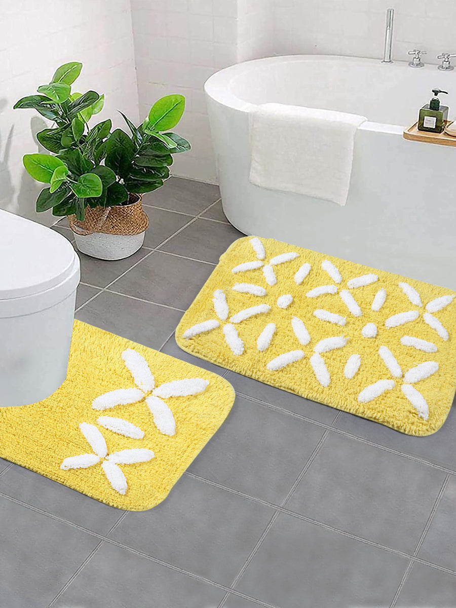 Saral Home Multicolor Polyester 2571 GSM Bath Mats - Set of 2
