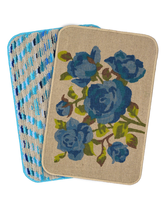 Microfiber Bath Mat & Jute Door Mat Combo Pack of 2Pc | Anti-Skid | Quick Drying | Soft Water Absorbent | Diamond & Floral Pattern