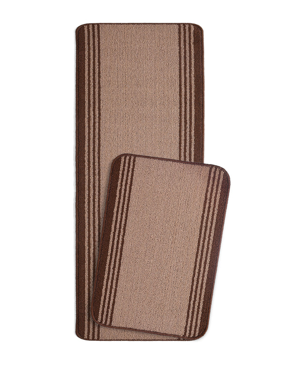 Multiuse Polyester Door Mat & Runner Floor Mat Combo Pack of 2 | Anti-Skid | Quick Drying | Soft Water Absorbent | Modern Design