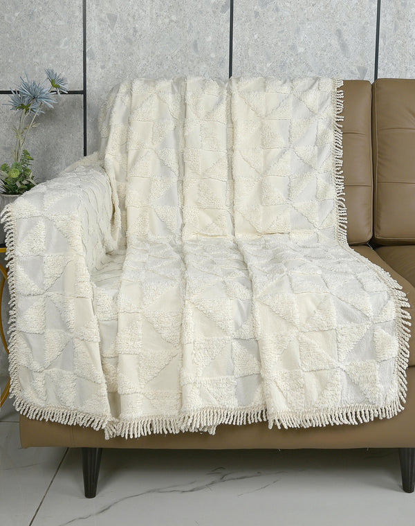 Firki Cotton Sofa Throw Cover | Hand-Woven Finish