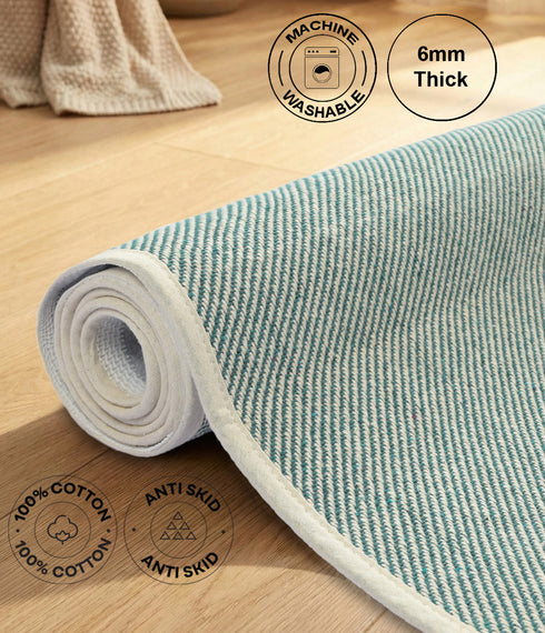 Plain Solid Cotton Anti-Slip Yoga Mat | Polyester Backing | Cushion Comfort
