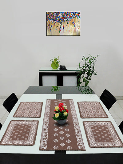Cotton Dining Table Placemat Set | 4 Mats (33x45 cm) + 1 Runner (45x120 cm) | Set of 5