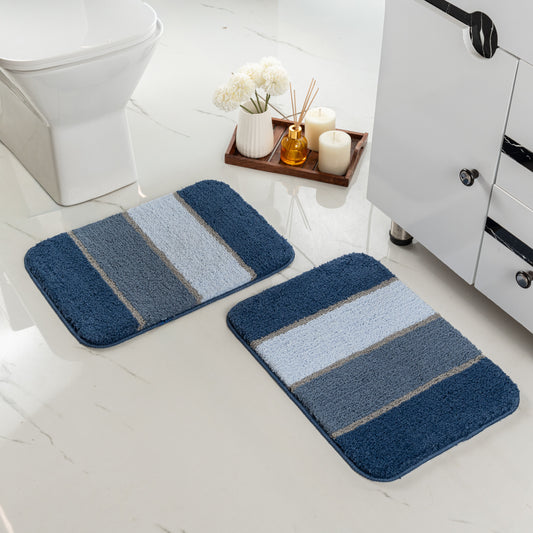 TRIS Soft Thick Microfiber Anti-Skid Bath Mats |Water Absorbing Mat | Washable Quick Drying Footmat | Home, Bathroom, Bedroom, Kitchen | Stripe Floor Mat