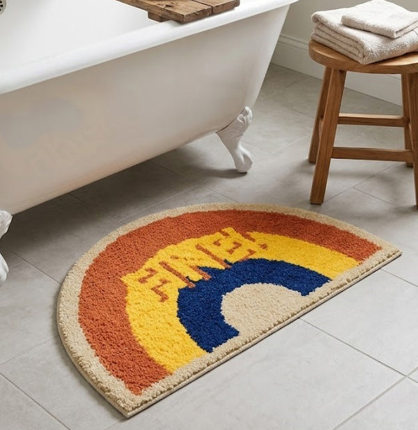 FINE Rainbow Shape Microfiber Mat | Ultra Soft & Super Absorbent Mat | Anti-Skid Floor Mat for Bathroom, Wash Basin, Bedroom & Kids Room