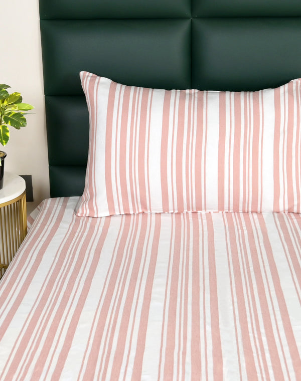LA Strie Cotton Microfiber Bedsheet | 180 TC (Equivalent to 400 TC) | Woven, Colorfast & Quick Dry | Machine Washable