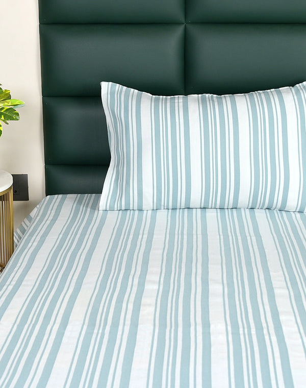 LA Strie Cotton Microfiber Bedsheet | 180 TC (Equivalent to 400 TC) | Woven, Colorfast & Quick Dry | Machine Washable