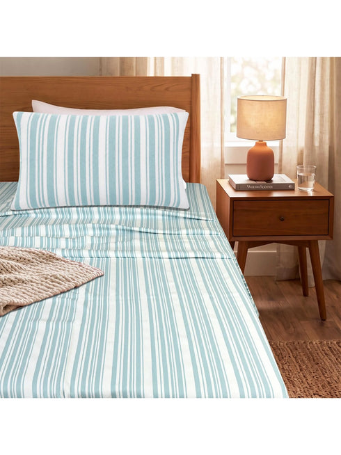 LA Strie Cotton Microfiber Bedsheet | 180 TC (Equivalent to 400 TC) | Woven, Colorfast & Quick Dry | Machine Washable