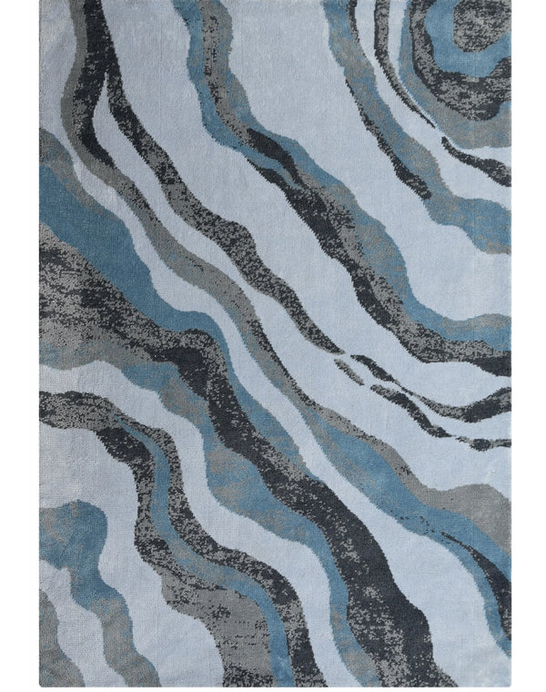 Nireti Modern Abstract Wave Carpet for Living, Drawing & Bedroom | Soft Polyester & olefin BCF Area Rug with Strong Backing (11mm Pile Height)
