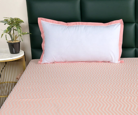 Varu Cotton Rich Bedsheet | Elegant Wavy Stripe Woven Bed Sheet | 180 TC (Weight 400 TC) | Soft & Comfortable Bedsheet for Bedroom