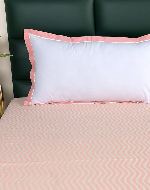 Varu Cotton Rich Bedsheet | Elegant Wavy Stripe Woven Bed Sheet | 180 TC (Weight 400 TC) | Soft & Comfortable Bedsheet for Bedroom