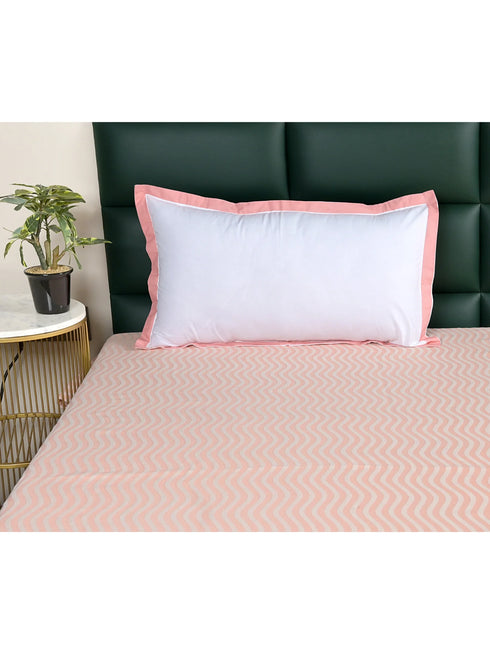Varu Cotton Rich Bedsheet | Elegant Wavy Stripe Woven Bed Sheet | 180 TC (Weight 400 TC) | Soft & Comfortable Bedsheet for Bedroom