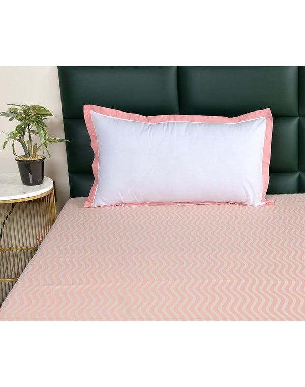 Varu Cotton Rich Bedsheet | Elegant Wavy Stripe Woven Bed Sheet | 180 TC (Weight 400 TC) | Soft & Comfortable Bedsheet for Bedroom