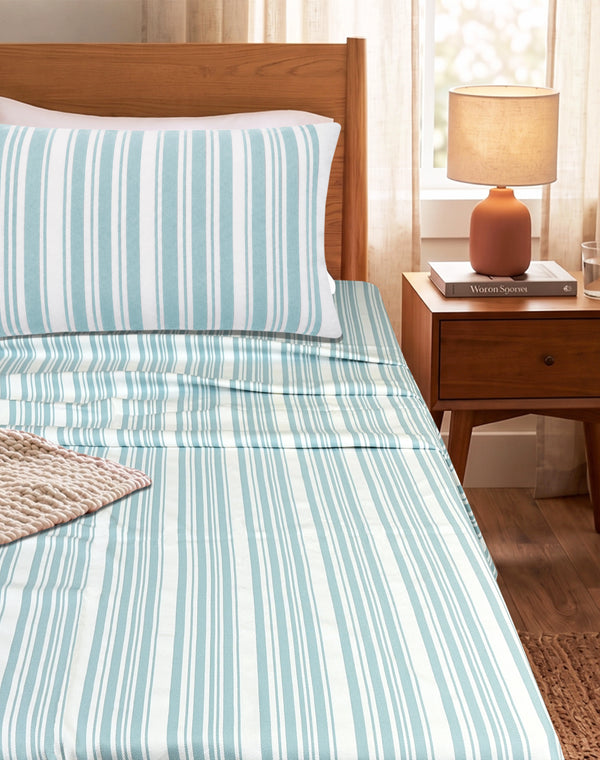 LA Strie Cotton Microfiber Bedsheet | 180 TC (Equivalent to 400 TC) | Woven, Colorfast & Quick Dry | Machine Washable