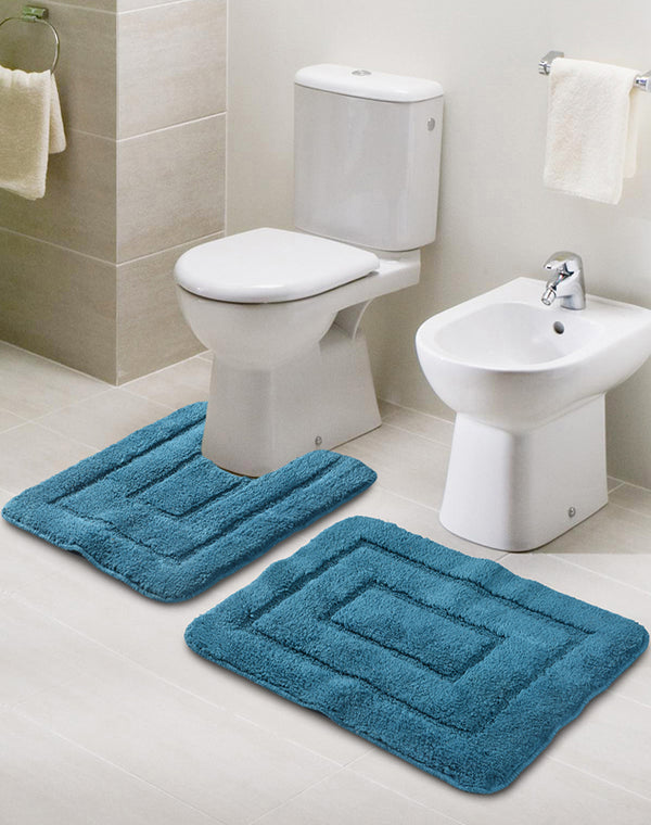 Cotton Anti-Slip Bathmat Set | Contour Design, (45x60 cm & 45x50 cm)