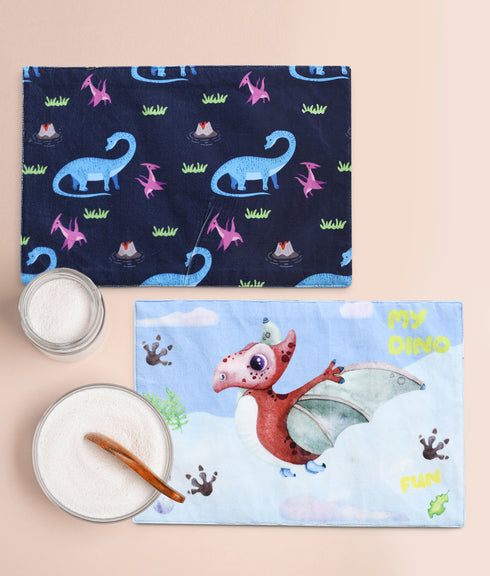 Saral Home Dinosaur Velvet Dining Table Placemats 30x45 cm, Set of 2
