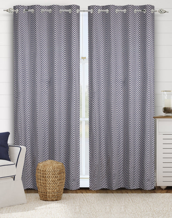 CHEVRON Damask Cotton Curtains | Elegant Living Room Drapes