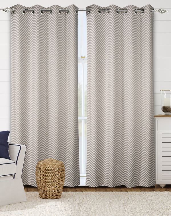CHEVRON Damask Cotton Curtains | Elegant Living Room Drapes