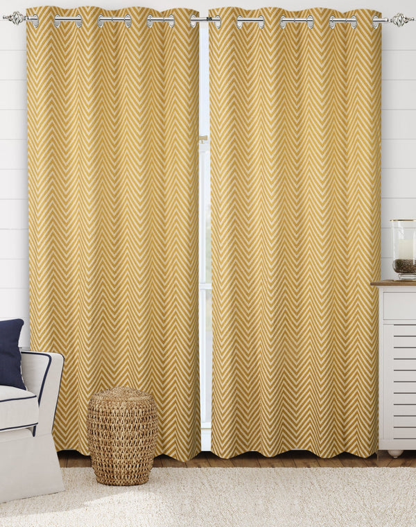 CHEVRON Damask Cotton Curtains | Elegant Living Room Drapes