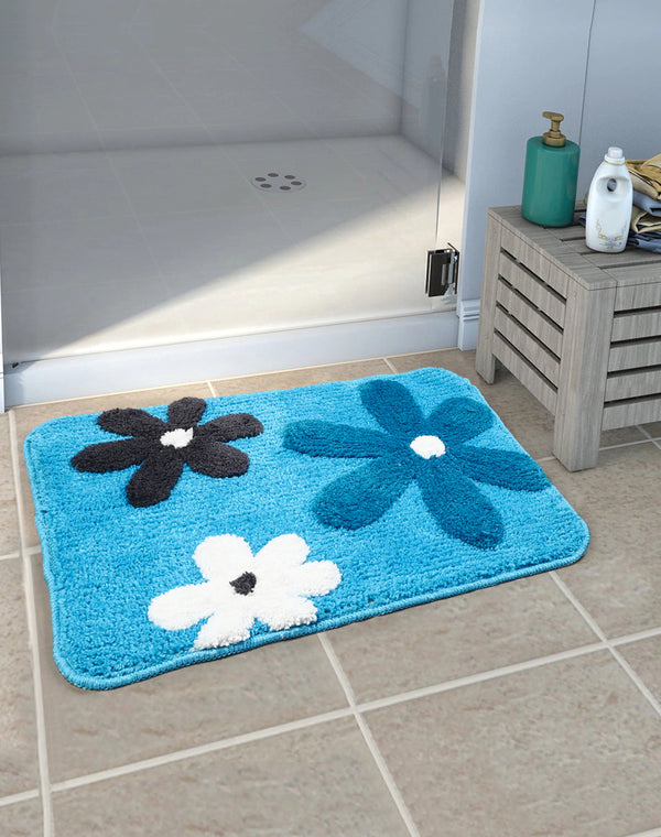 Sakura Floral Cotton Bathmat – Elegant Floral Weave & Anti-Slip Base