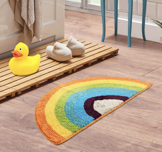Shop for Stylish Unicorn Rainbow Print Soft Microfiber Mutipurpose D-Shape Mat -Multicolor, 38X70 Online at  Price